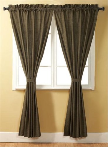 Tea Cabin Green Plaid Curtain Panel Set of 2 84