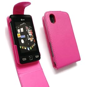 EMARTBUY LG KP500 COOKIE SOFT PREMIUM PU LEATHER FLIP CASE/COVER WITH BUILT IN PHONE HOLDER PINK + SCREEN PROTECTOR