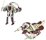 Star Wars Transformers Crossovers 7 Inch Tall Robot Action Figure Set - KIT FISTO to JEDI STARFIGHTER with 2 Missile Launcers and 2 Missiles