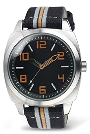 Round Face Canvas Striped Analogue Watch