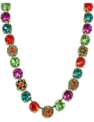 Mariana Spirit of Design Antique Gold Plated "Tiger Lily" Collection Swarovski Crystal Choker Necklace in Indicolite, Indian Red and Peridot