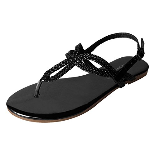 Sandalup Women's Dress Braided Strap Flat Sandals