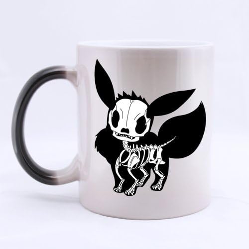 Pokemon Eevee Skeleton Creative Custom Design Water Coffee Mug Novel Gift Mugs Color Change Ceramic Cup 11 OZ Office Home Cups (Two Sides Printed)