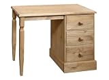 Cotswold Solid Pine Single Pedestal Dressing Table, Three Drawer Desk, Chest of Drawers