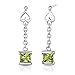 Jewelry : Princess Cut Peridot Dangling Earrings Sterling Silver