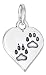 Sterling Silver High Polish Heart with Paw Prints Charm.
