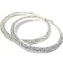 Beautiful X-Large & Blingy Double Ice Crystal Lined 2" Hoop Earrings Silver Tone by Christina Collection (2 Inch)