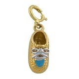 14k Yellow Bootie Charm With Blue Enamel