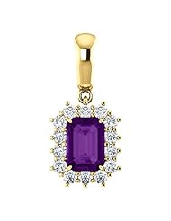 10K Yellow Gold 7.00x5.00mm Emerald Cut Chatham Created Alexandrite and Diamond Pendant -- LIFETIME WARRANTY