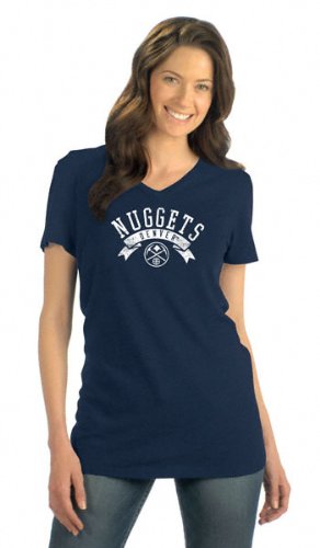 Denver Nuggets Women's Tri Blend V Neck T-Shirt- by Alyssa Milano