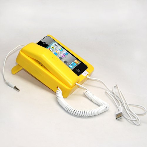 Tsirtech Phone Handset and Sync Stand for iPhone 4, 3GS, 3G, and Other Wireless Phones with 3.5 mm Headphone Jack Yellow