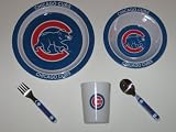CHICAGO CUBS Team Logo 5 Piece Baby Child Dinner Set ( Sipping cup, Plate, Bowl, Fork, and... by WeSellSports