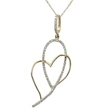 10K Yellow Gold 1/4 CTTW Open Heart Diamond Pendant, 18