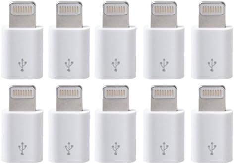 Micro USB to 8-Pin Converter Adapter Connector [Set of 10] - White - 6 / 5 / 5S/ iPod Touch / iPad Mini / iPad Air 2