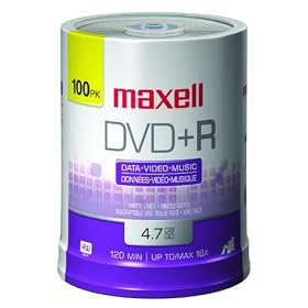 Click here to buy Maxell 639016 4.7 GB DVD+R Discs  - 100 Pack.