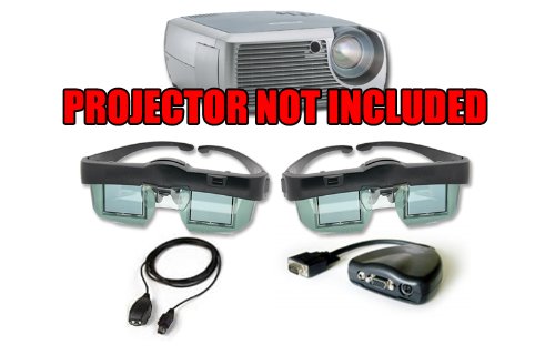 3D Shutter Glasses and Transmitter Pack for Your 3D Compatible Projector or CRT Monitor (Computer with VGA Connection Required)