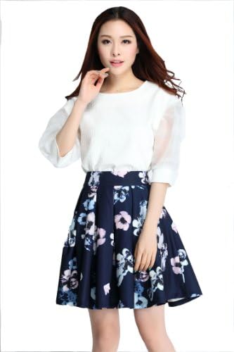 WeenFashion Womens Two-piece Set Business-suit-dress-sets with Printing-M-Whiteblue