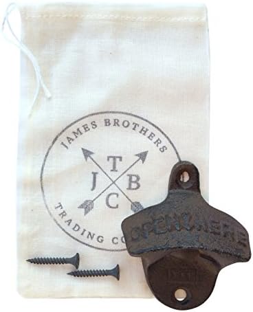 Vintage Cast Iron Wall Mounted Bottle Openers - Wall Mount Bottle Openers with a Rustic & Vintage Look - Ships in Stamped Muslin Gift Pouch - by JBTC (1)