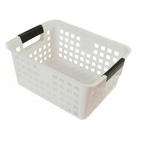 <b>Plastic Mesh Baskets with Handles - Medium White - Set of 3 by Iris</b>