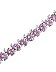5 CT Pink Sapphire Bracelet 14K White Gold