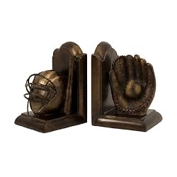 2-Piece Vintage Style Bronze Colored Baseball Bookends - 7"