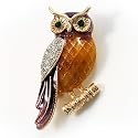 Multicoloured Crystal Owl Brooch