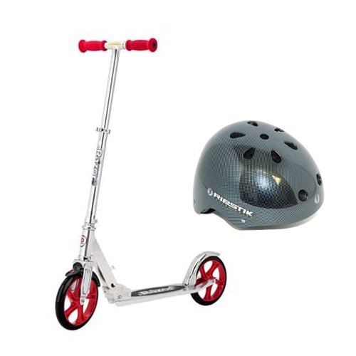 Razor A5 Lux Scooter with Youth Multi-Sport Carbon Fiber Helmet (Recommended Fit Ages 8-14)