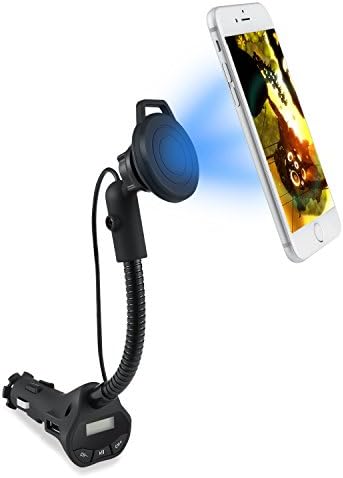 TheElves Radio FM Transmitter with Powerful Magnetic Universal Car Mount Phone Holder&amp;USB Car Charger with Handsfree Calling&amp;Stereo Music Mp3 Play Function for Smartphones,Tables,GPS (Black)