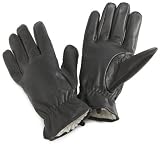 Isotoner Men's Isotoner Leather Glove With Piping And Gathered Wrist With Sherpasoft Lining
