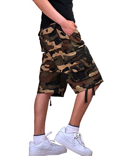 Olrain Men's Cotton Loose Fit Multi Pocket Cargo Shorts Pants
