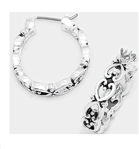 Brighton Bay Silver Filigree Alcazar Heart Design Oval Post Earrings