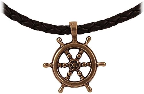Ship's Wheel Pendant Crafted in Marine Grade Bronze on a 20" Leather Necklace