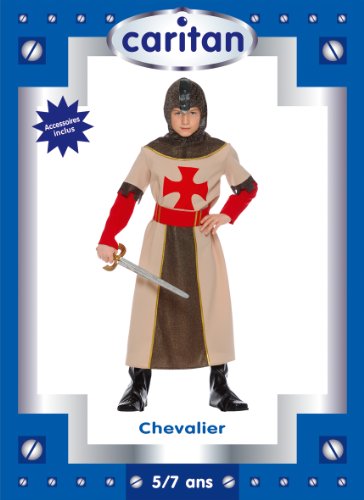 Imagen 2 de Caritan - Disfraz de caballero cruzado con espada beige para niño (de 5/7 años)