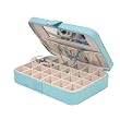 "Renee" Mele Sueded Jewelry Box with 24 Sections, Aqua Blue "Renee" Mele Sueded Jewelry Box with 24 Sections, Aqua Blue