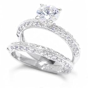 Bling Jewelry Designer Inspired Bridal Classic Diamond CZ Engagement/Wedding Ring Set