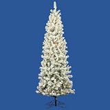 9' Pre-Lit Flocked Mesabi Pencil Christmas Tree - Clear Lights
