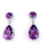 14K 6.80 CTW Amethyst & Diamond Drop Earrings