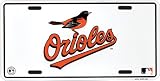 Baltimore Orioles White Metal License Plate
