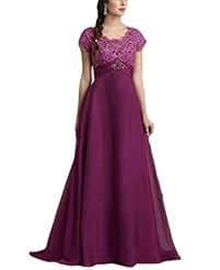 A-line Short Sleeves  Lace Beaded Chiffon Mother-of-the-Bride Dress  with a Brush/Sweep Train  With Ruffles