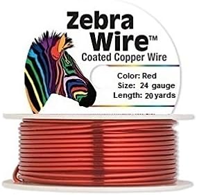 Zebra Coated Copper Wire Red 24 Gauge 20 Yards