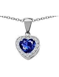 Original Star K (tm) 8mm Heart Shape Created Sapphire Pendant in .925 Sterling Silver