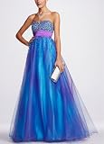 David's Bridal Strapless Beaded Ball Gown with Tulle Skirt Style 7671