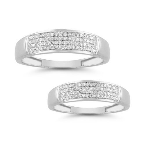 0.38 Carat Diamond Wedding Band Set in 14K White Gold
