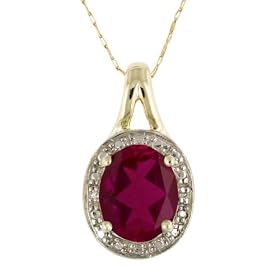10k Yellow Gold Created Ruby and Diamond-Accent Pendant, 18 by 