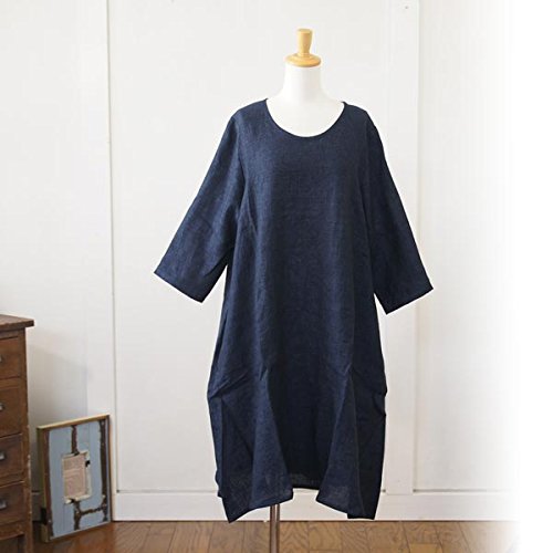 (ヤラ) YARRA リトアニアリネン　７分丈Uネックワンピース