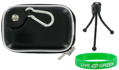 Hard Shell Carrying Case (Candy Black) and Spider Tripod for Panasonic DMC-FX37K Digital Camera Blue