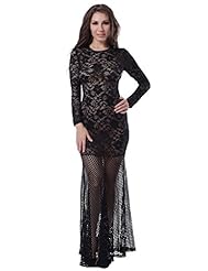 Polyester/Spandex Mermaid Long Sleeves Floral Print Lace Mesh  Dress