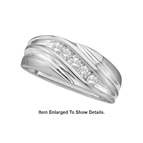Mens White Gold Diamond Wedding Band by 
