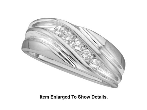 Mens White Gold Diamond Wedding Band
