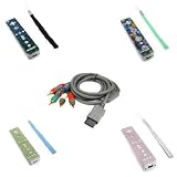 Nintendo Wii Accessory Bundle Kit - Premium Gold Plated HD Component Cable + 4 Remote Control Stickers Sheet with Wrist Strap (Checker + Ballon + Pink Bling + Lime Bling)